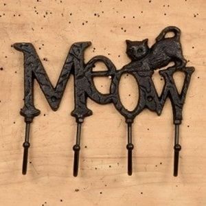Cast Iron meow cat wall hanging hooks